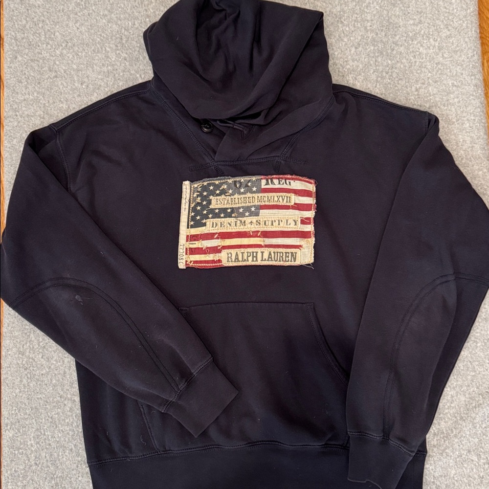 Ralph Lauren Blue Sweatshirt with Flag Patch- Size M